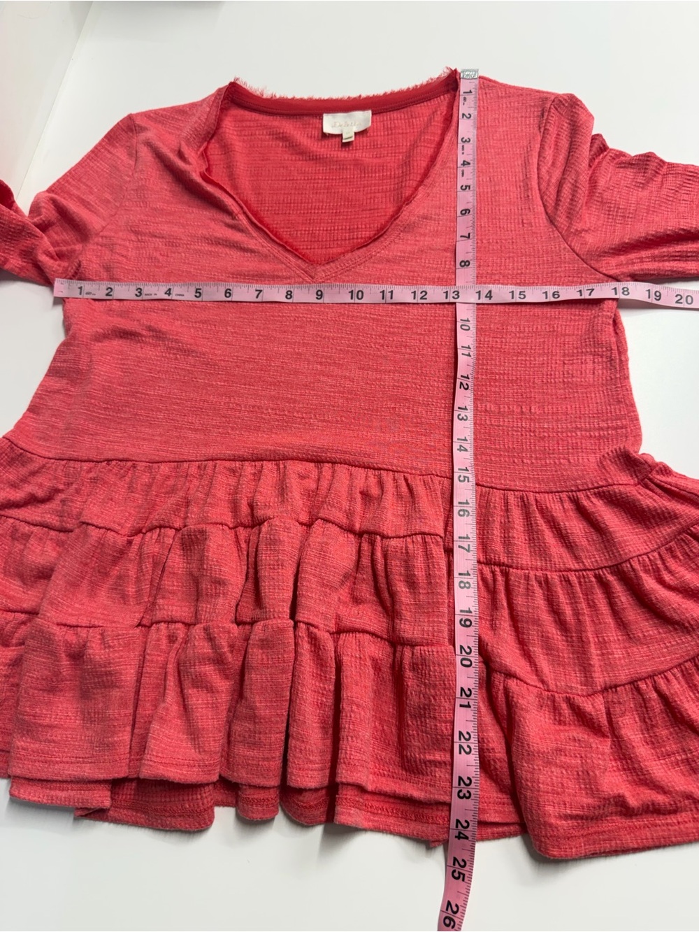Anthropologie deletta baby doll top long sleeve marled ruffles feminine boho S - Picture 6 of 11